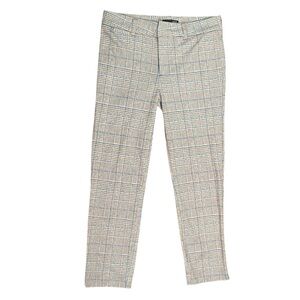 Kut From the Kloth Gray and Blue Plaid Mid Rise Straight Ankle Pants Size 6